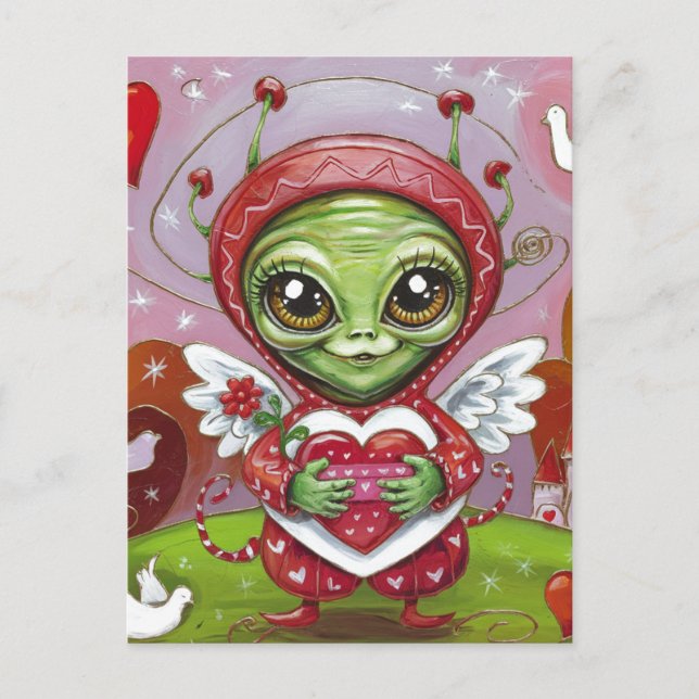 Valentine Alien Postkarte (Vorderseite)
