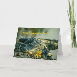 Valentine-Alligator mit Blume Feiertagskarte