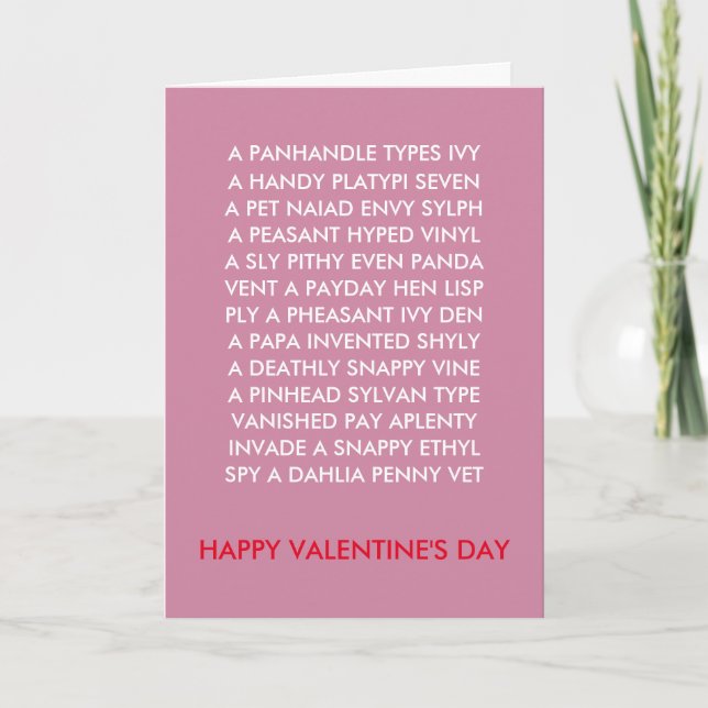 Valentine Anagrams Card Feiertagskarte (Vorderseite)