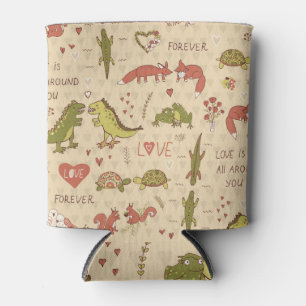 Valentine Animal Hand Gezeichnet Print Dosenkühler