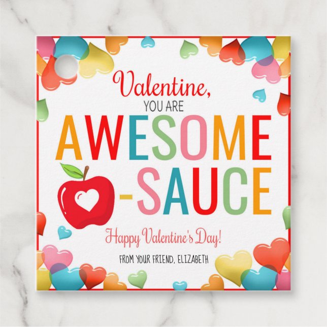 Valentine Applesauce Tag Geschenkanhänger (Vorderseite)