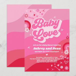 Valentine Baby Shower Groovy Baby Liebe Babydusche Einladung