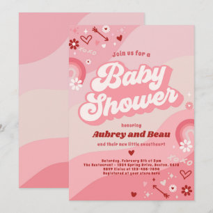 Valentine Baby Shower Groovy Baby Liebe Babydusche Einladung