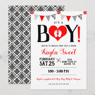 Valentine Baby shower Invitation C'est un garçon