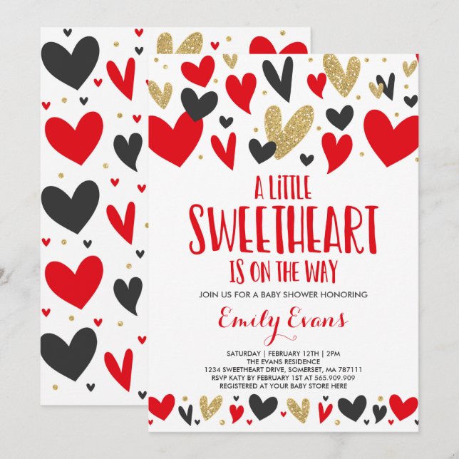 Valentine Baby shower Invitation Chérie bébé (Devant / Derrière)