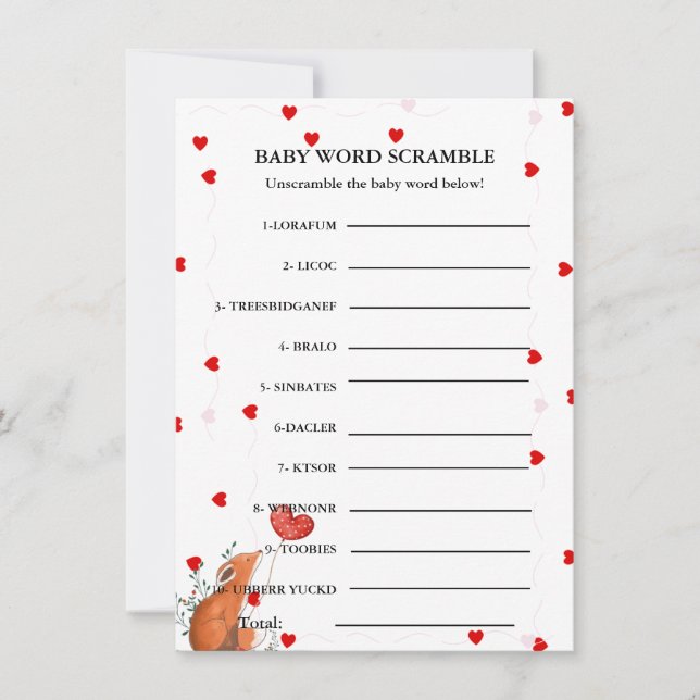 Valentine Baby word Rührei Baby Dusche Karte (Vorderseite)