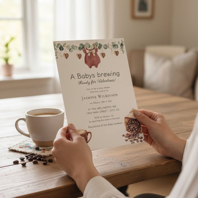 Valentine "Babys Brewing" Kaffee-Themen-Einladung Einladung (Von Creator hochgeladen)