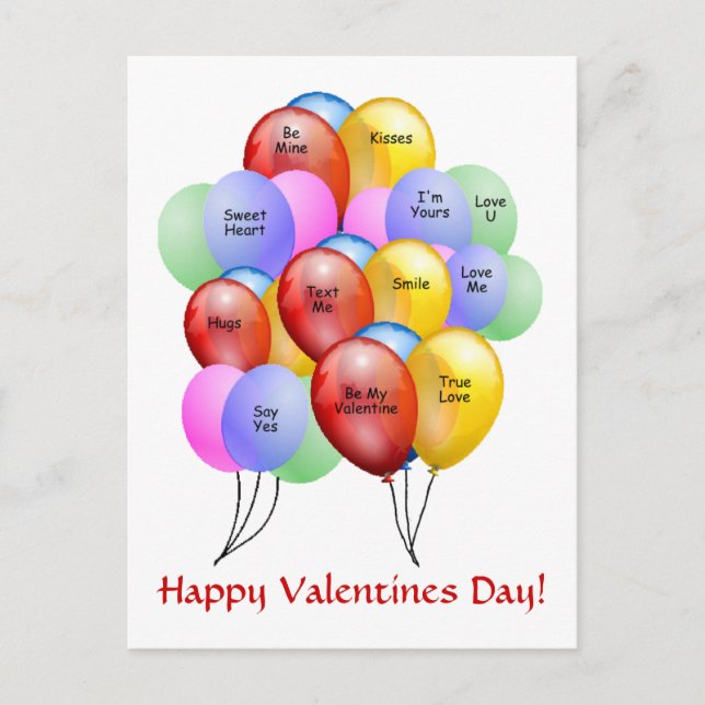 Valentine Balloons Postkarte (Vorderseite)