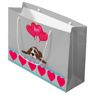 Valentine Basset Hound Große Geschenktüte