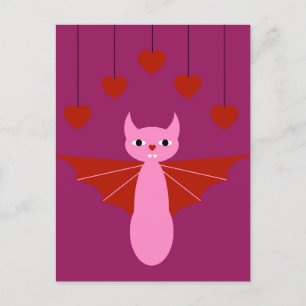 Valentine Bat Feiertagspostkarte