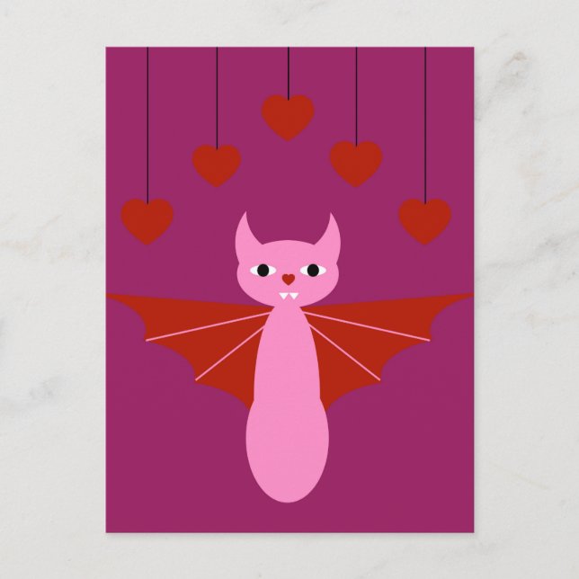 Valentine Bat Feiertagspostkarte (Vorderseite)