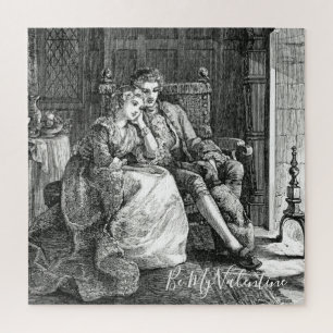 Valentine Be Mine Paar am Kamin Monochrom