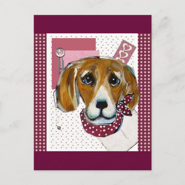 VALENTINE BEAGLE FEIERTAGSPOSTKARTE (Vorderseite)