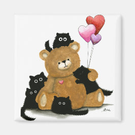 Valentine Bear & Black Cats von Bihrle Magnet