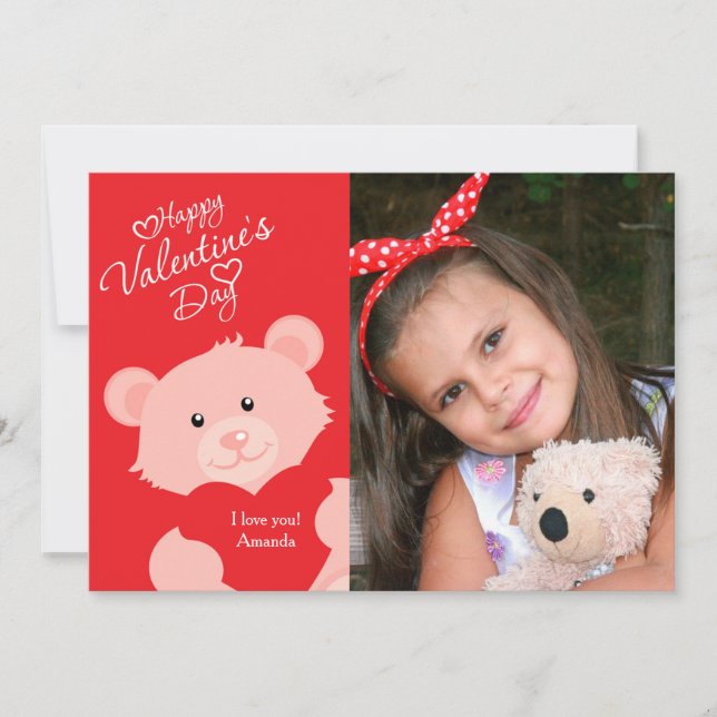 Valentine Bear Foto Card Feiertagskarte (Vorderseite)
