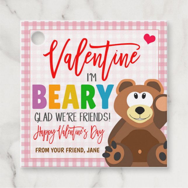 Valentine Bear Gift Tag Geschenkanhänger (Vorderseite)