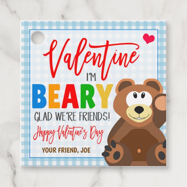 Valentine Bear Gift Tag Geschenkanhänger (Vorderseite)
