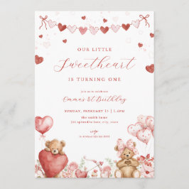 Valentine Bear Little Sweetheart Birthday Invite Einladung