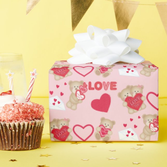 Valentine Bears 10 cm x 2,5 m Wrapping Paper Geschenkpapier (Geburtstagsparty)