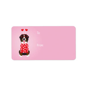 Valentine Bernese Mountain Dog Adressaufkleber