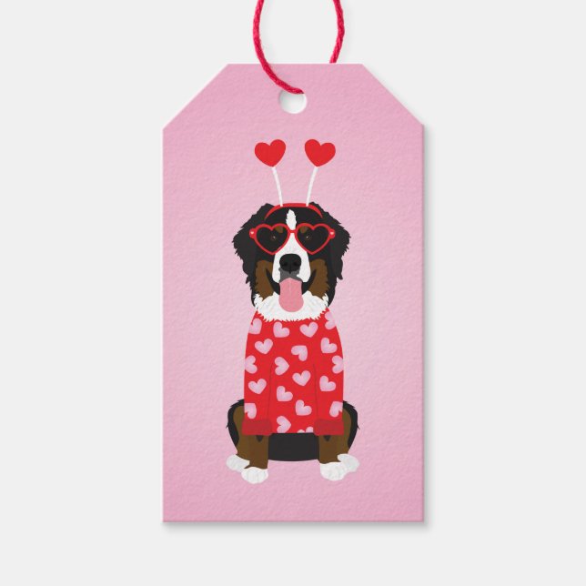 Valentine Bernese Mountain Dog Geschenkanhänger (Vorderseite)