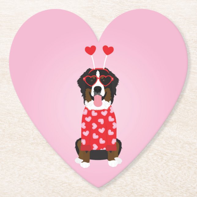 Valentine Bernese Mountain Dog Untersetzer (Vorderseite)