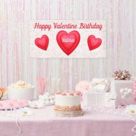 Valentine Birthday Extravagant Red Hearts Banner