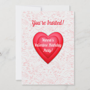 Valentine Birthday Extravagant Red Hearts Personal Einladung