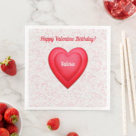 Valentine Birthday Extravagant Red Hearts Serviette