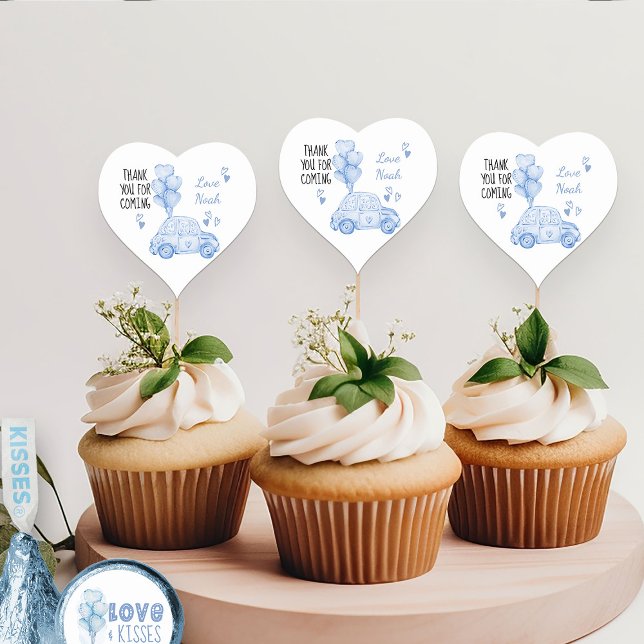 Valentine Birthday Party Blue Balloons und Auto Herz-Aufkleber (Heart Stickers - from my Car and Balloons Valentine Birthday Collection)