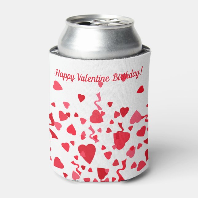 Valentine Birthday Red Confetti Hearts Dosenkühler (Kanne Vorderseite)