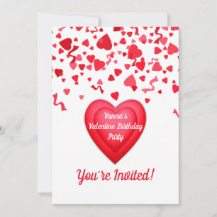 Valentine Birthday Red Confetti Personalisiertes H Einladung