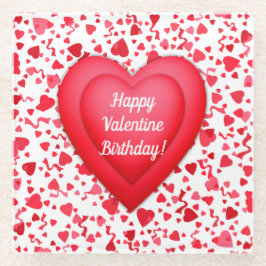 Valentine Birthday Red Confetti Personalisiertes H Glasuntersetzer