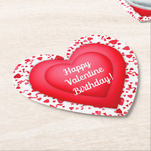 Valentine Birthday Red Confetti Personalisiertes H Untersetzer