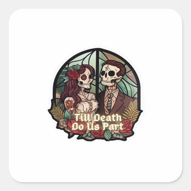 Valentine bis zum Tod tun uns Teil Classic Quadratischer Aufkleber (Vorderseite)