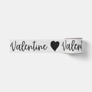 Valentine Black Glitzer Grosgrain Ribbon Ripsband