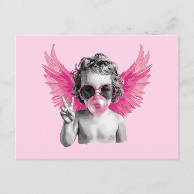 Valentine Blubble Cupid Valentinstag Postkarte (Vorderseite)