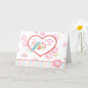 Valentine Blue Bird Sweet Tweete Bright Wishs Karte