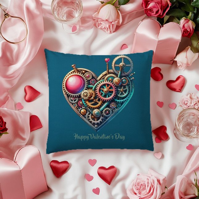 Valentine Blue Lila Butterfly Steampunk Herz Kissen (Von Creator hochgeladen)