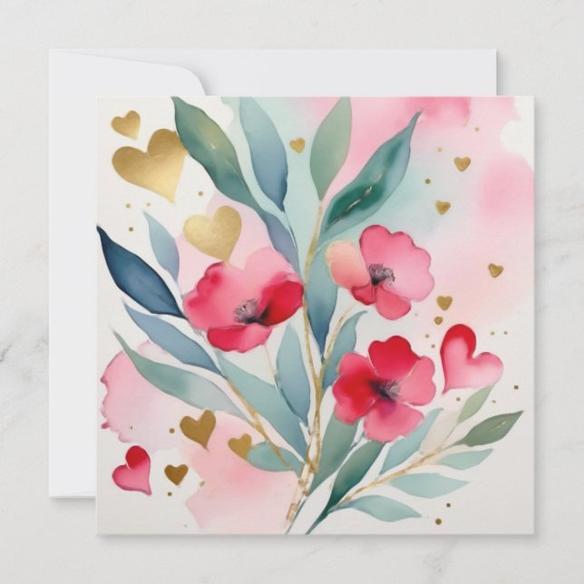 Valentine Blume und HerzValentine Karte (Vorderseite)