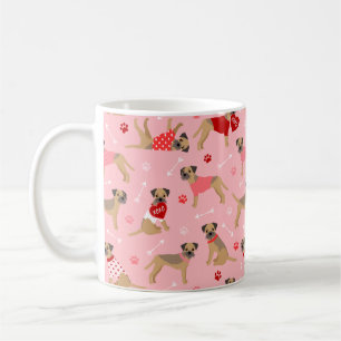 Valentine Border Terrier Pattern Kaffeetasse