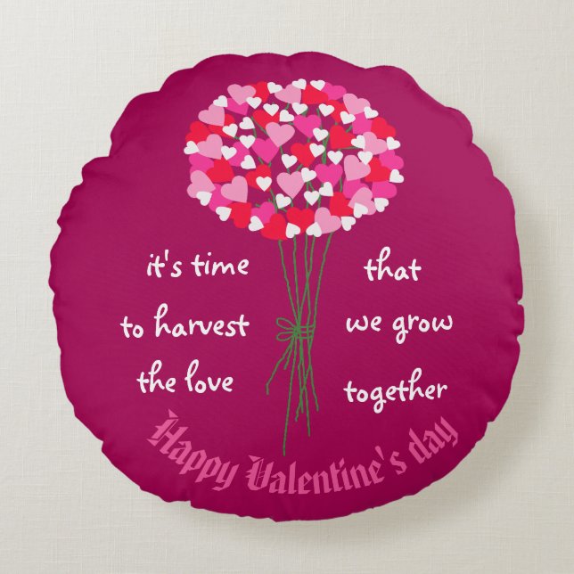 Valentine Bouquet von Blume der Liebe Rundes Kissen (Vorderseite)