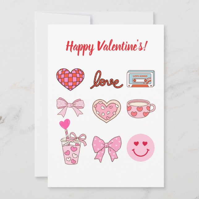 Valentine Bow Heart Coffee Feiertagskarte (Vorderseite)