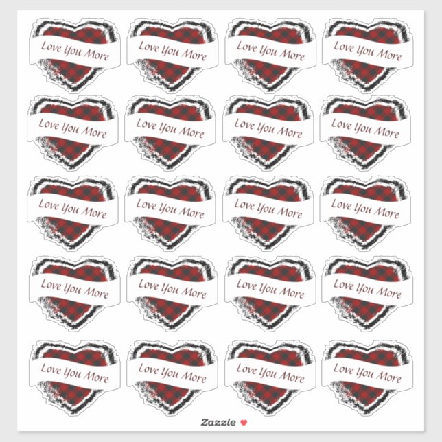 Valentine Brauch 20 kariertes Herz Aufkleber (Blatt)