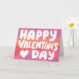 Valentine Bubble Letters Pink Curvy Retro Streifen Karte