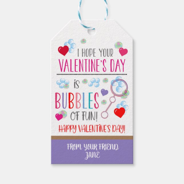 Valentine Bubble Tags Geschenkanhänger (Vorderseite)