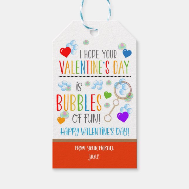 Valentine Bubble Tags Geschenkanhänger (Vorderseite)