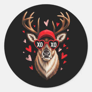 Valentine Buck Camo Hirsch Retro Jagd Jungenmütze Runder Aufkleber
