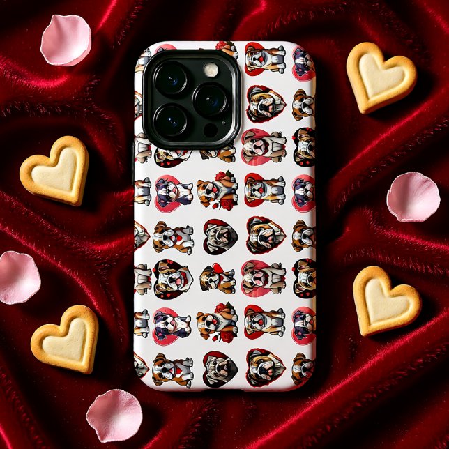 Valentine Bulldog iPhone 13 Pro Hülle (Bulldog Love Heart Pattern Valentine iPhone Case)