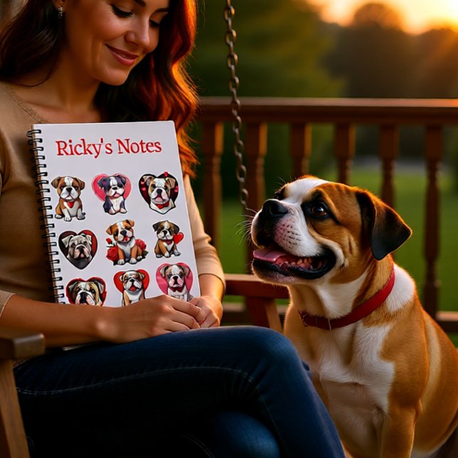 Valentine Bulldog personalisiert Notizblock (Valentine Bulldog Love Personalized Cute Dog Notebook)
